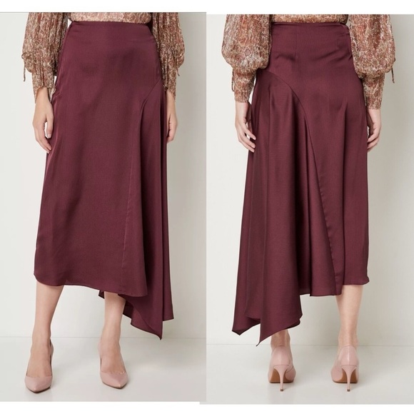 Ted Baker Terra Asymmetric Midaxi MIDI High Low Silky Skirt  Size Medium US 6 - Picture 2 of 10